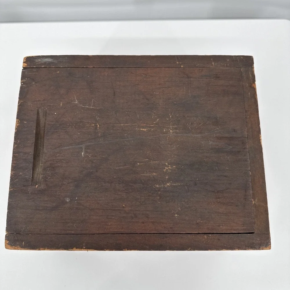 ANTIQUE SLIDE LID CANDLE Solid Wood Box DOCUMENT BOX Dry Finish